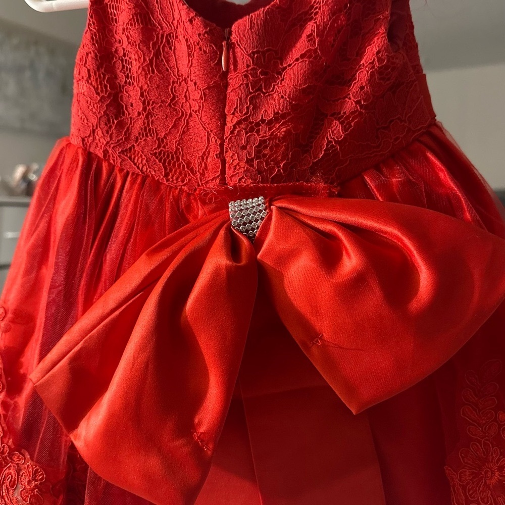 Elegant Red Lace Kids Dress
